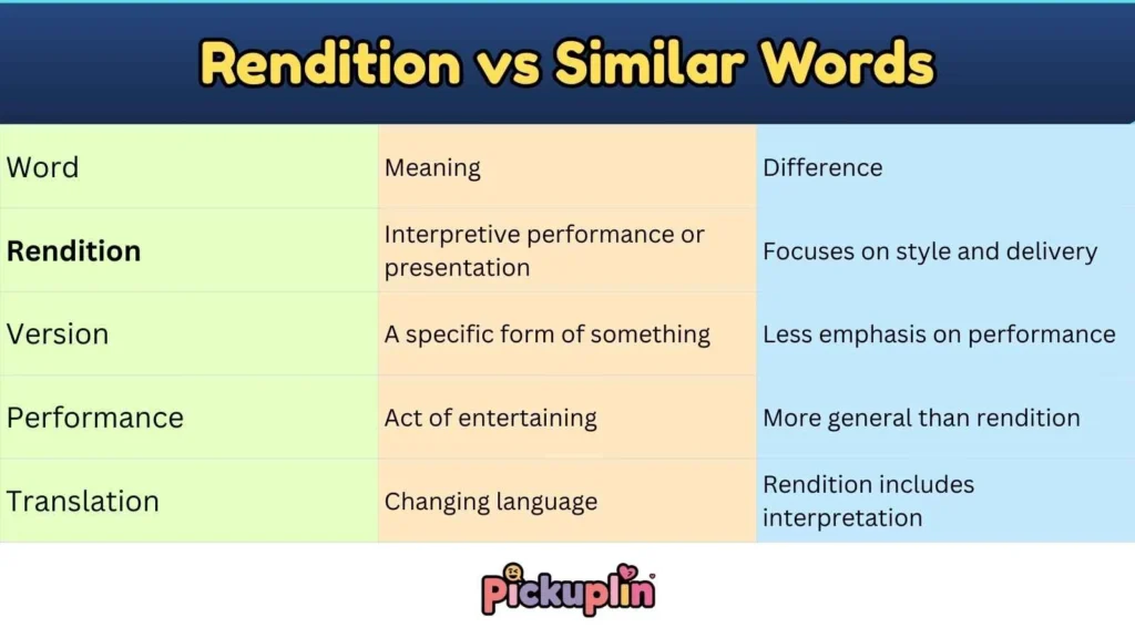 Rendition vs Similar Words